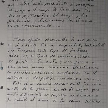 Texto a mano compartido por Jon